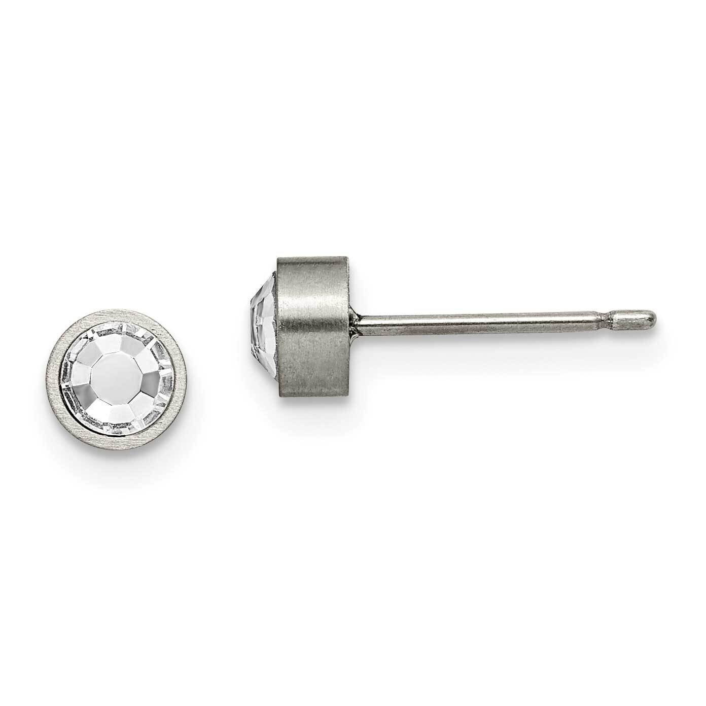 Brushed with Cz 5mm Stud Earrings Titanium TBE110, MPN: TBE110, 191101866227