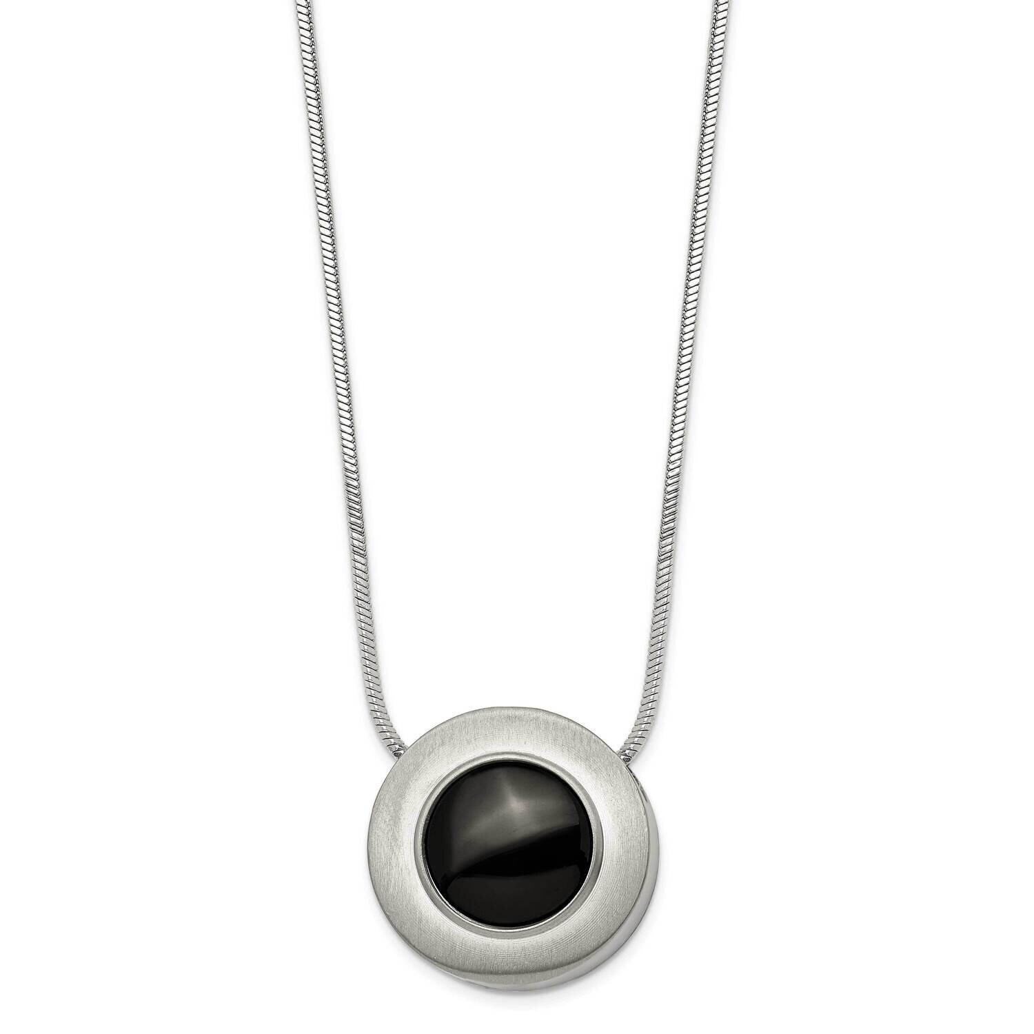 Brushed and Polished with Black Ceramic 18 Inch Necklace Titanium TBN181-18
