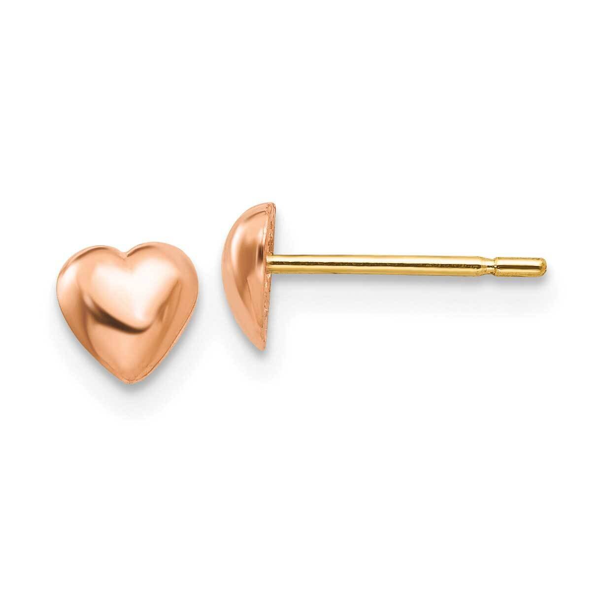 Rose Polished Heart Post Earrings 14k Gold TE597R