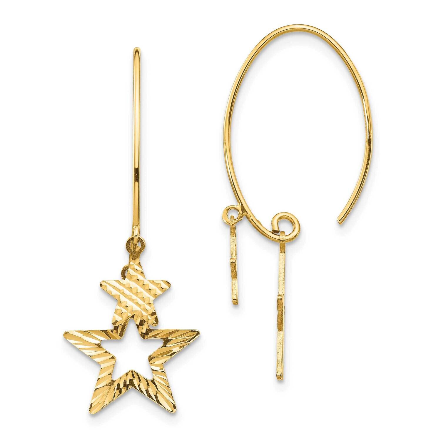 14K Diamond-Cut Star Dangle Earrings 14k Gold Diamond TF1539, MPN: TF1539, 191101921490