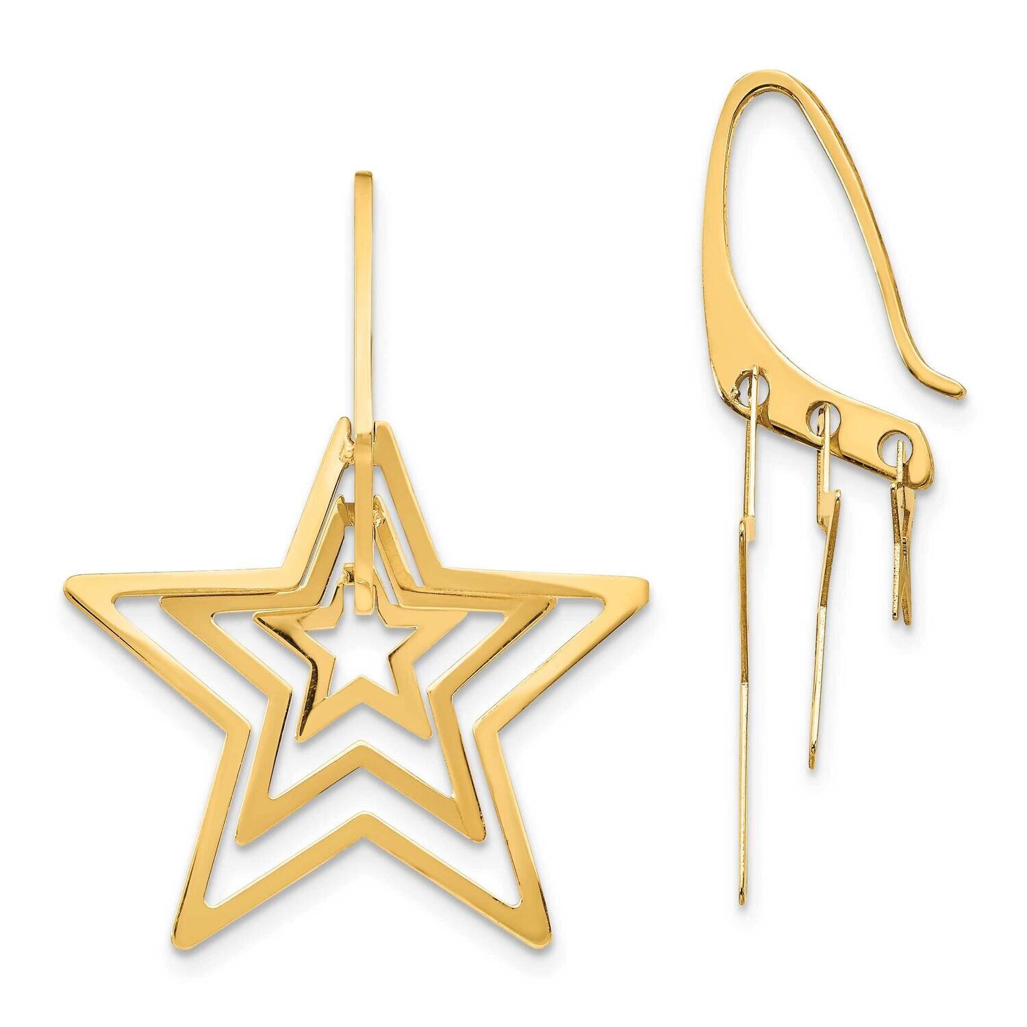 Triple Star Dangle Earrings 14k Gold TF1542