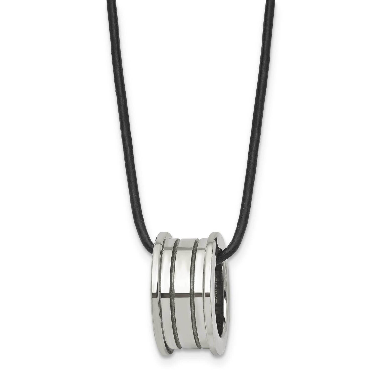 Polished Leather Cord Necklace Tungsten TUN107-18