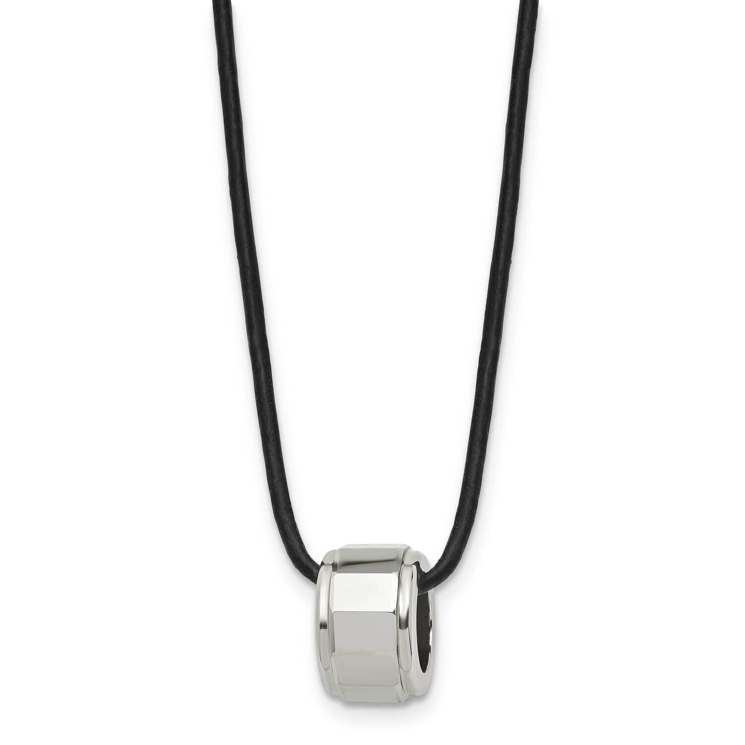 Polished Leather Cord Necklace Tungsten TUN112-18, MPN: TUN112-18, 883957895017