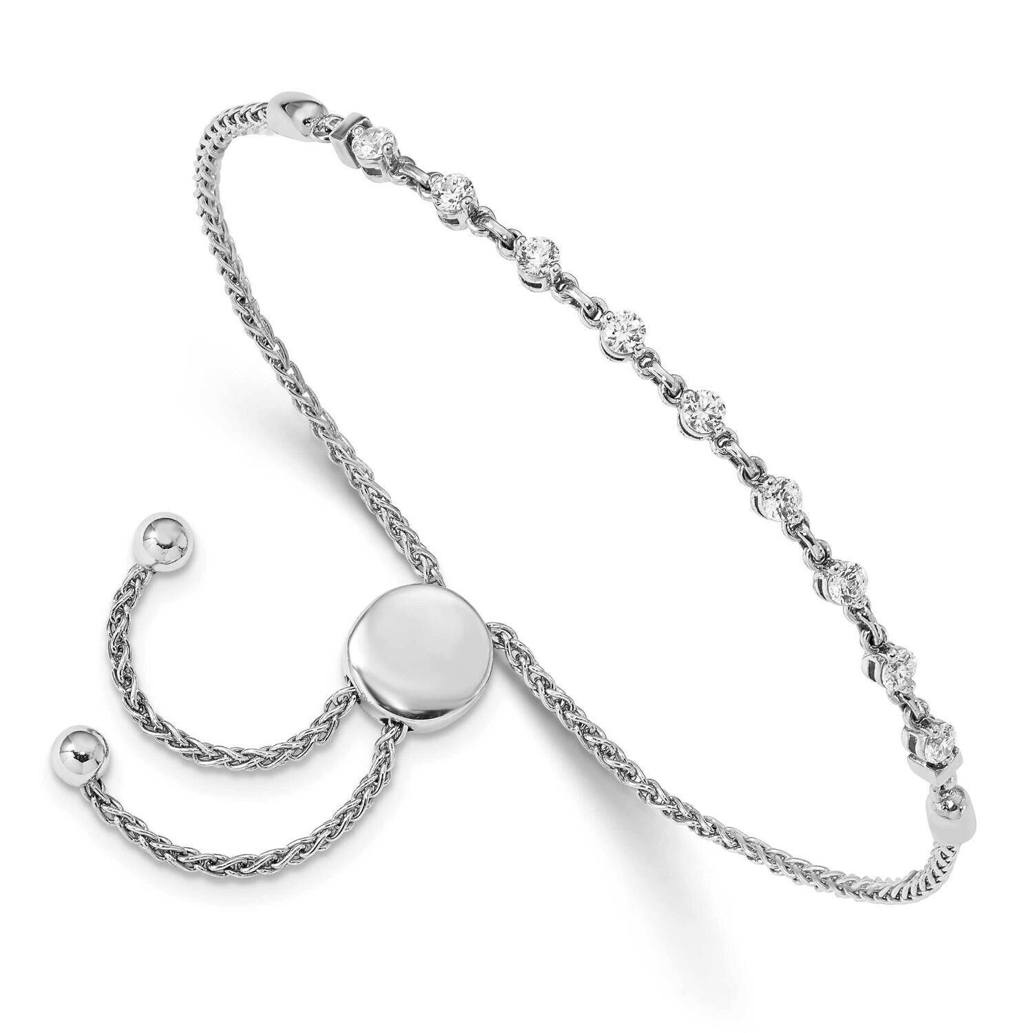 2.5mm Round Diamond .54Ct Adjustable Bracelet 14k White Gold X10025WA, MPN: X10025WAA, 883957046303