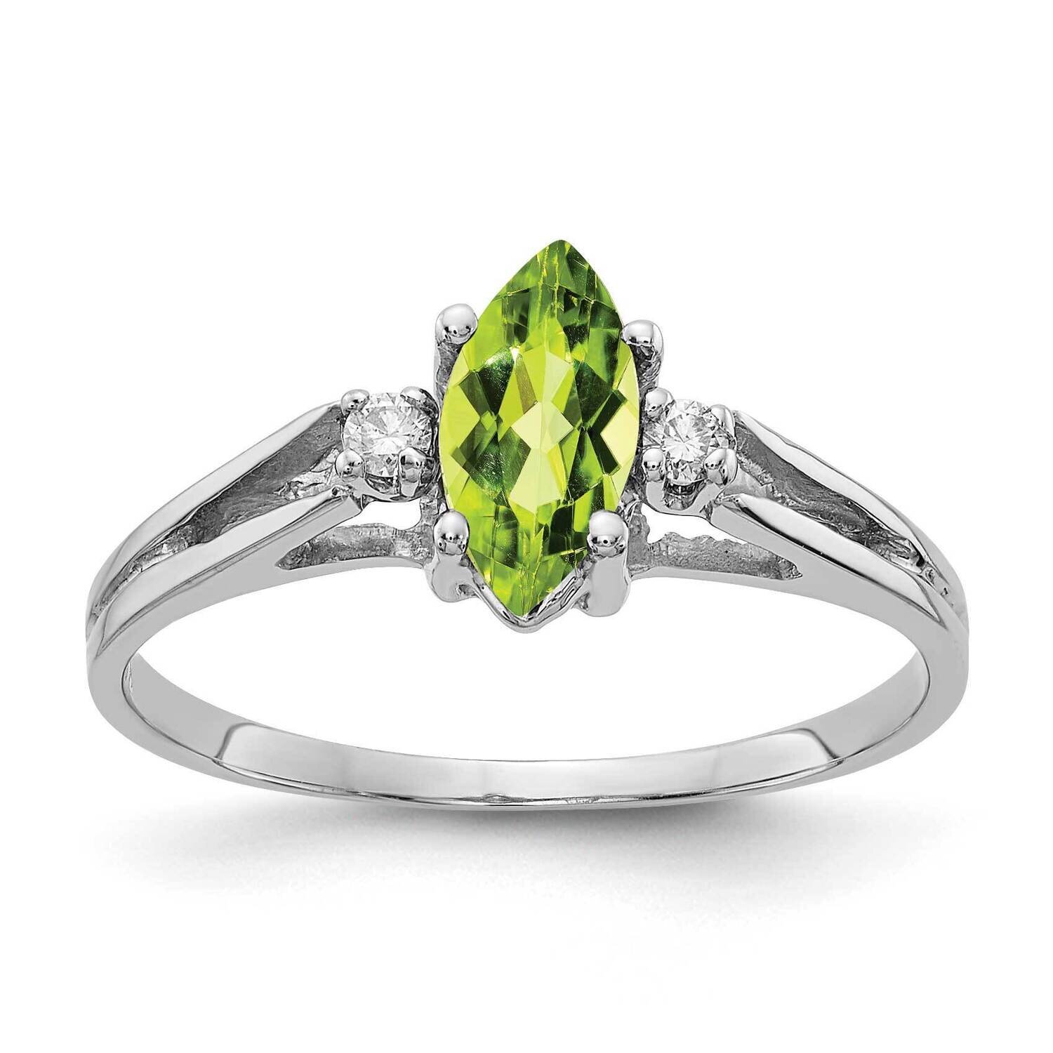 8x4mm Marquise Peridot Vs Diamond Ring 14k White Gold X9671PE/VS, MPN: X9671PE_AA, 883957377674