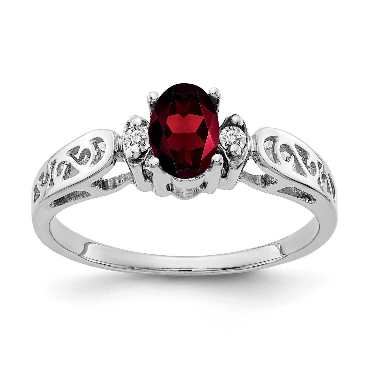 6x4mm Oval Garnet Aaa Diamond Ring 14k White Gold X9735GA/AAA, MPN: X9735GA_AA, 883957645322
