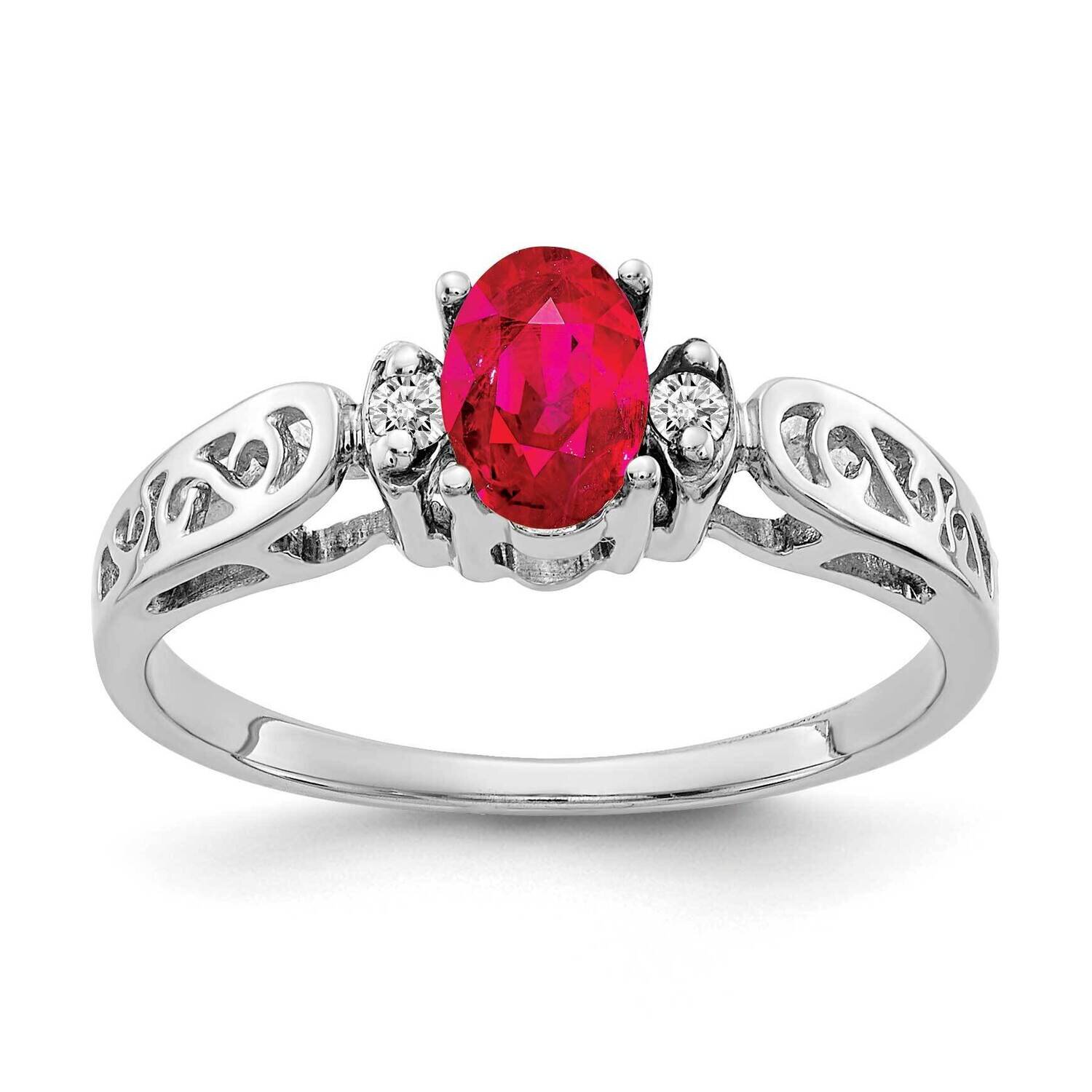 6x4mm Oval Ruby Aaa Diamond Ring 14k White Gold X9735R/AAA, MPN: X9735R_AA, 883957646503