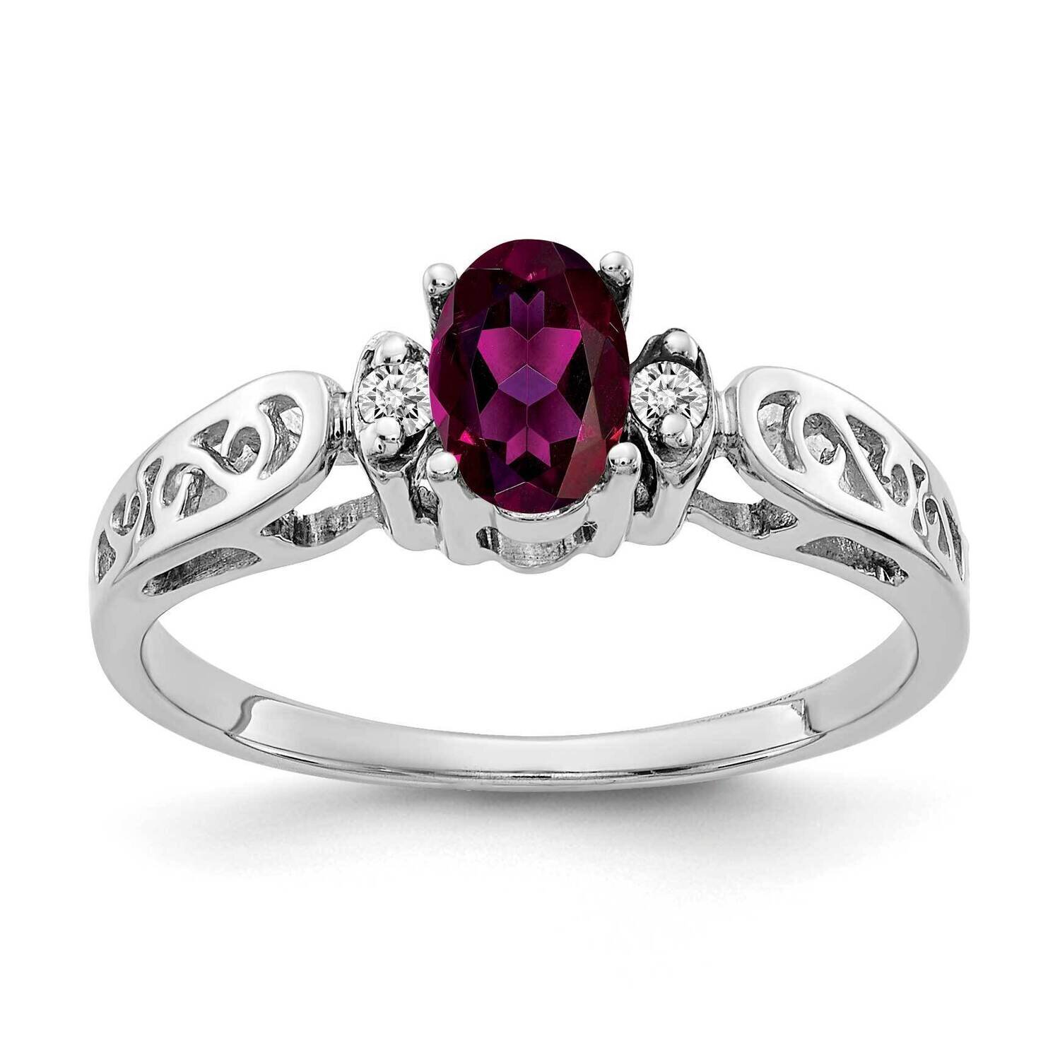 6x4mm Oval Rhodolite Garnet Aaa Diamond Ring 14k White Gold X9735RG/AAA, MPN: X9735RG_AA, 883957646…