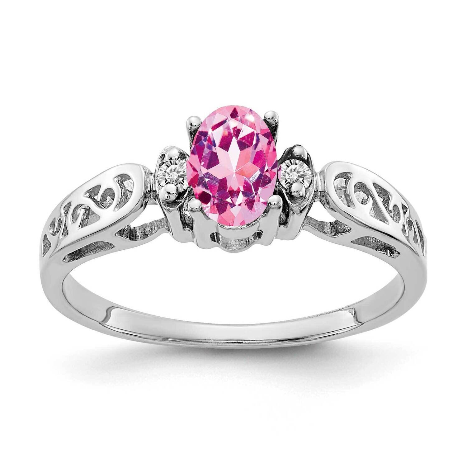6x4mm Oval Pink Sapphire Aaa Diamond Ring 14k White Gold X9735SP/AAA