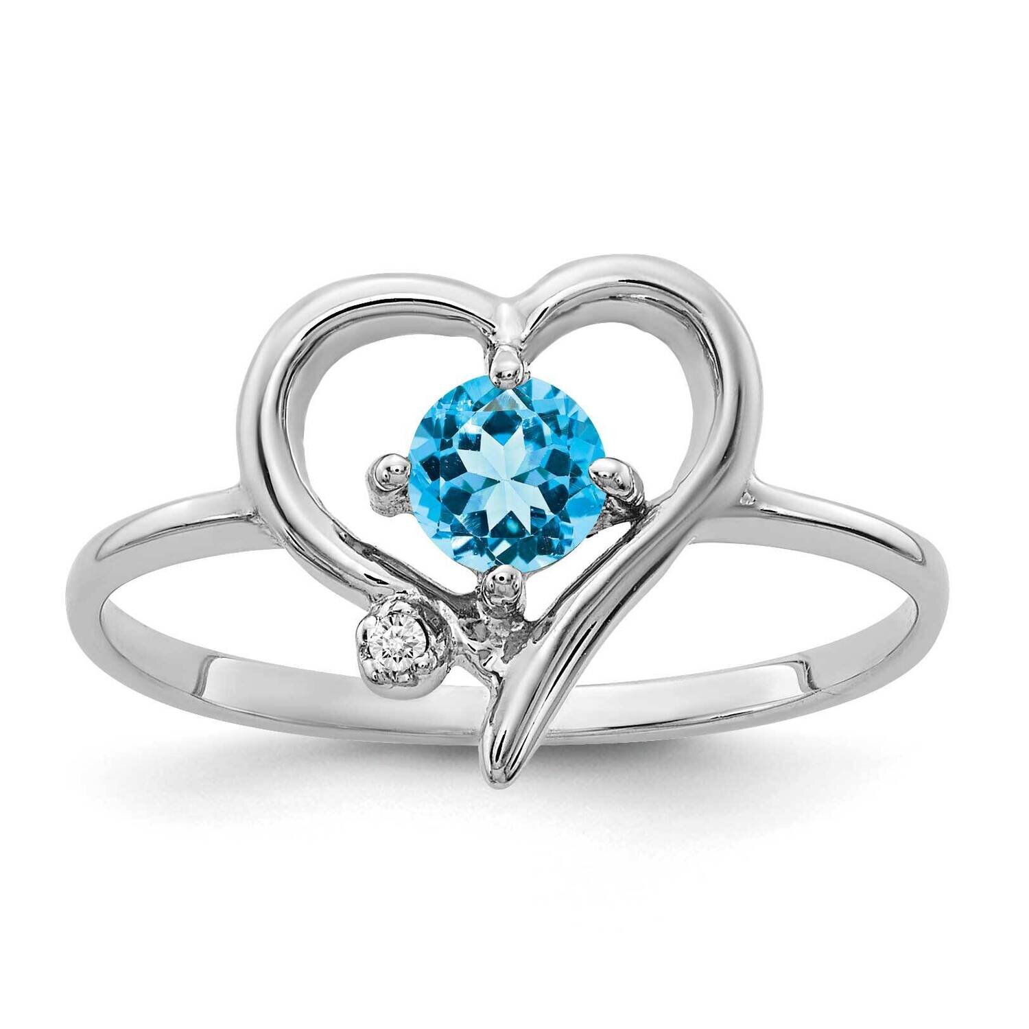 4mm Blue Topaz Aaa Diamond Ring 14k White Gold X9737BT/AAA, MPN: X9737BT_AA, 883957639338
