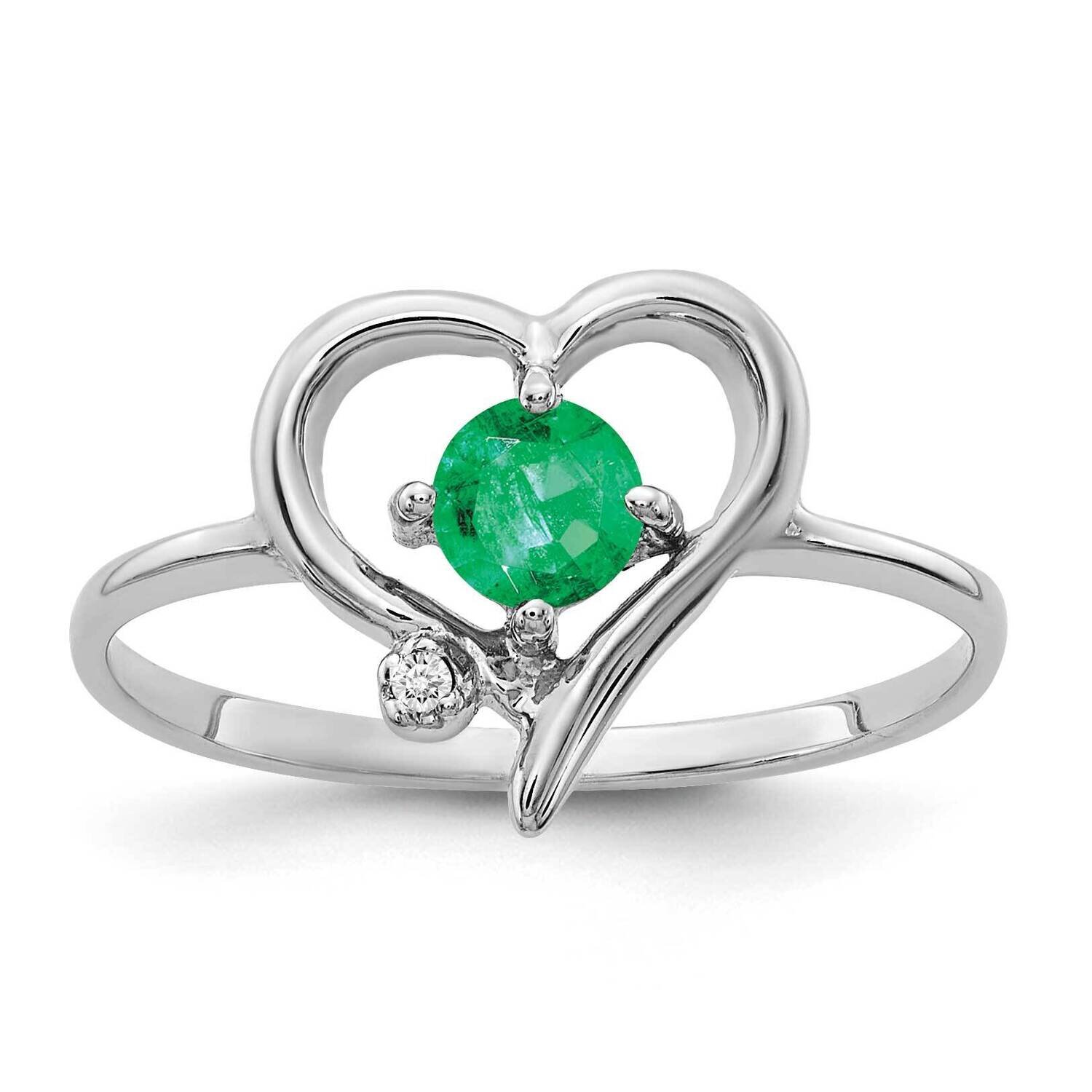 4mm Emerald Aaa Diamond Ring 14k White Gold X9737E/AAA, MPN: X9737E_AA, 883957639444