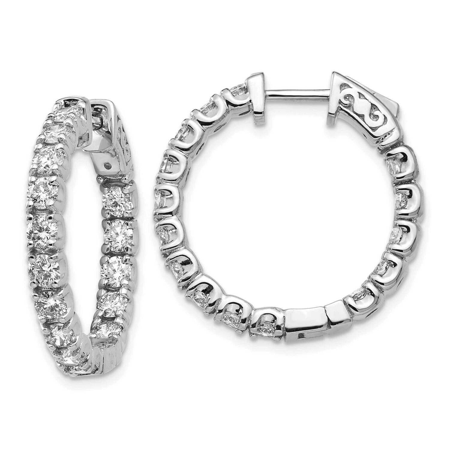 Vs/Si, D E F, Diamond Hoop with Safety Clasp 14k White Gold True Origin Lab Grown XE2016WLD