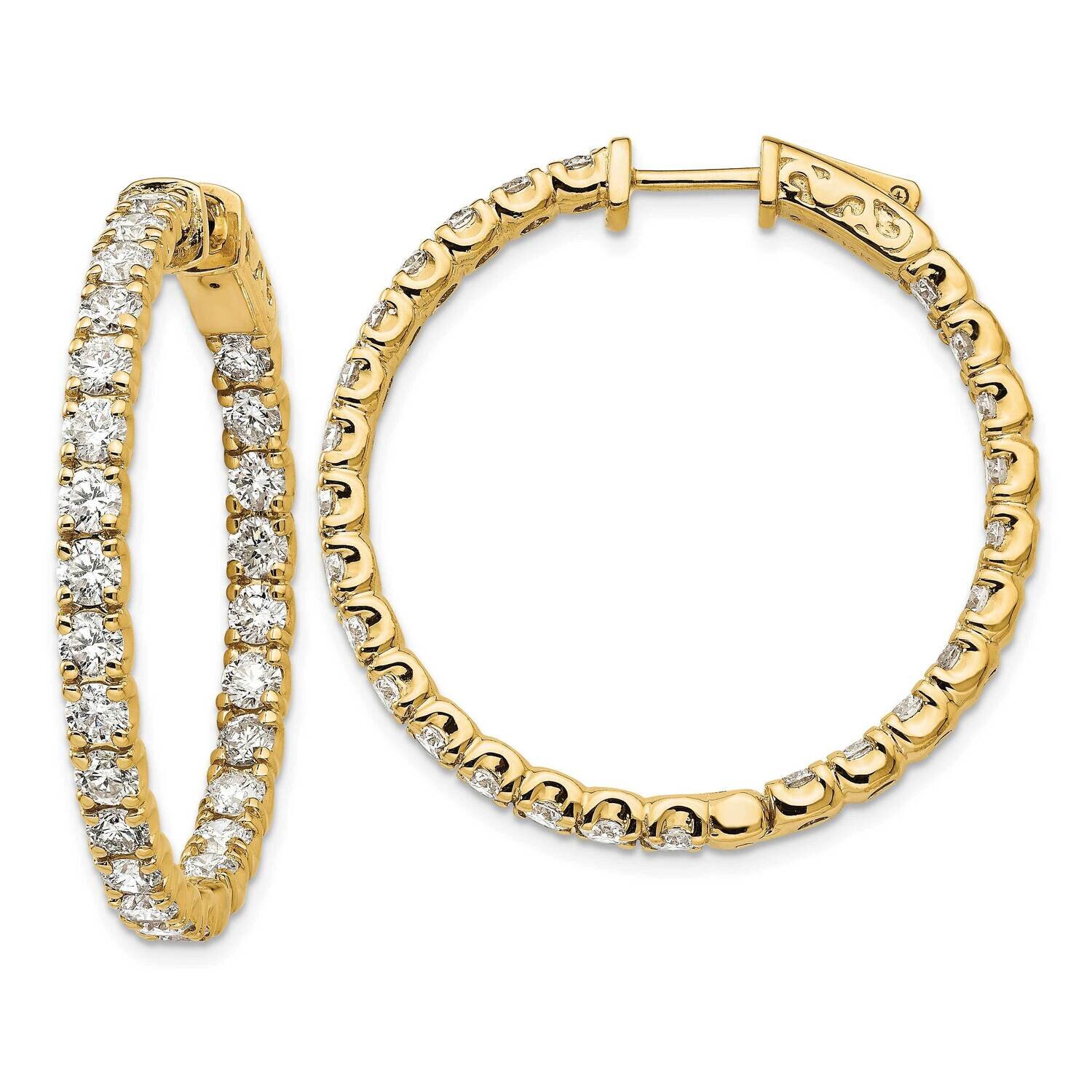 Vs/Si, D E F, Diamond Hoop with Safety Clasp 14k Yellow Gold True Origin Lab Grown XE2017LD