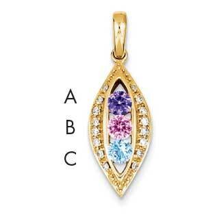 14K Family Jewelry Stone &amp; Diamond Set Pendant Genuine XMP32/3GY, MPN: XMP32_3--6, 883957141985