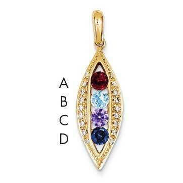 14K Family Jewelry Stone &amp; Diamond Set Pendant Genuine XMP32/4GY, MPN: XMP32_4--6, 883957447858