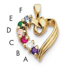 6 Synthetic Stone Family Pendant 14k Gold XMP52/6SY, MPN: XMP52_6--6, 883957485836