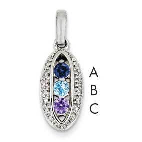 Family Jewelry Genuine Stone &amp; Diamond Set Pendant 14k White Gold XMPW47/3GY, MPN: XMPW47_3--6, 883…