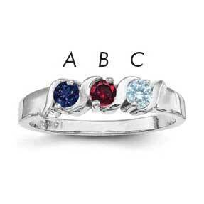 Synthetic 3 Stone Mother&#39;s Ring Sterling Silver Rhodium-plated XMR11/3SS-5, MPN: XMR11_3W--6, 88395…