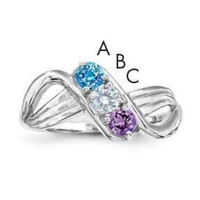 Synthetic 3 Stone Mother&#39;s Ring Sterling Silver Rhodium-plated XMR12/3SS-10, MPN: XMR12_3W--6, 8839…