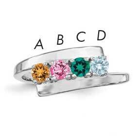 Synthetic 4 Stone Mother&#39;s Ring Sterling Silver Rhodium-plated XMR16/4SS-5, MPN: XMR16_4W--6, 88395…