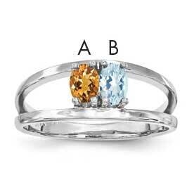 Synthetic 2 Stone Mother&#39;s Ring Sterling Silver Rhodium-plated XMR2/2SS-10, MPN: XMR2_2W--6, 883957…