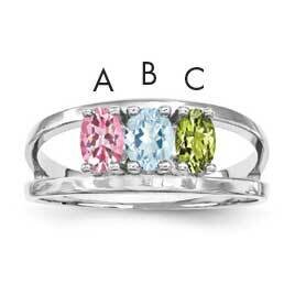 Synthetic 3 Stone Mother&#39;s Ring Sterling Silver Rhodium-plated XMR2/3SS-10, MPN: XMR2_3W--6, 883957…