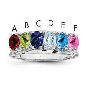 Synthetic 6 Stone Mother&#39;s Ring Sterling Silver Rhodium-plated XMR2/6SS-5, MPN: XMR2_6W--6, 8839578…