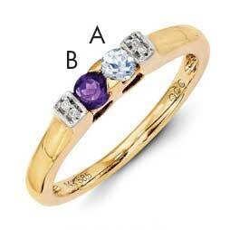 Family Jewelry Synthetic Stone & Diamond Set Ring 14k Gold XMR35/2SY