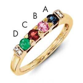 Family Jewelry Synthetic Stone & Diamond Set Ring 14k Gold XMR35/4SY