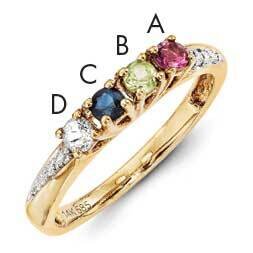 Family Jewelry Synthetic Stone &amp; Diamond Set Ring 14k Gold XMR36/4SY, MPN: XMR36_4--6, 883957160467