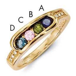 Family Jewelry Synthetic Stone & Diamond Set Ring 14k Gold XMR39/4SY