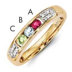 Family Jewelry Synthetic Stone &amp; Diamond Set Ring 14k Gold XMR48/3SY, MPN: XMR48_3--6, 883957448671