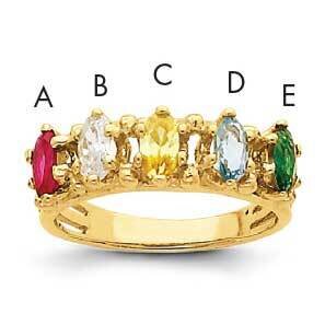 5 Synthetic Stone Family Ring 14k Yellow Gold XMR52/5SY