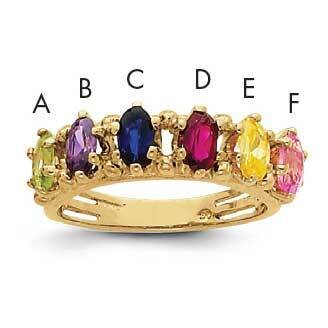 6 Genuine Stone Family Ring 14k Yellow Gold XMR52/6GY, MPN: XMR52_6--6, 883957161563