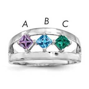 Synthetic Family Jewelry Ring Sterling Silver Rhodium-plated XMR63/3SS-10, MPN: XMR63_3W--6, 883957…