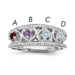 Synthetic Family Jewelry Ring Sterling Silver Rhodium-plated XMR65/4SS-6, MPN: XMR65_4W--6, 8867743…