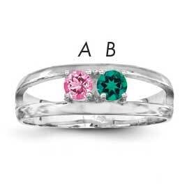 Synthetic 2 Stone Mother&#39;s Ring Sterling Silver Rhodium-plated XMR7/2SS-10, MPN: XMR7_2W--6, 883957…