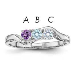 Synthetic 3 Stone Mother&#39;s Ring Sterling Silver Rhodium-plated XMR86/3SS-10, MPN: XMR86_3W--6, 8839…