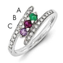 Family Jewelry Synthetic Stone &amp; Diamond Set Ring 14k White Gold XMRW33/3SY, MPN: XMRW33_3--6, 8839…