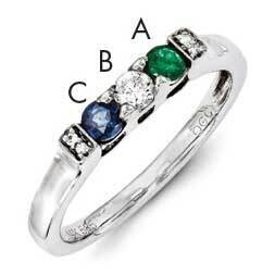 Family Jewelry Synthetic Stone &amp; Diamond Set Ring 14k White Gold XMRW35/3SY, MPN: XMRW35_3--6, 8839…