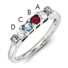 Family Jewelry Synthetic Stone &amp; Diamond Set Ring 14k White Gold XMRW35/4SY, MPN: XMRW35_4--6, 8839…