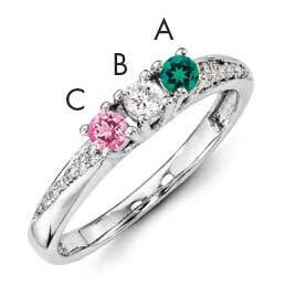 Family Jewelry Synthetic Stone &amp; Diamond Set Ring 14k White Gold XMRW36/3SY, MPN: XMRW36_3--6, 8839…