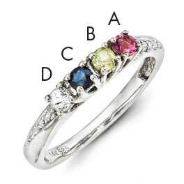 Family Jewelry Synthetic Stone &amp; Diamond Set Ring 14k White Gold XMRW36/4SY, MPN: XMRW36_4--6, 8839…