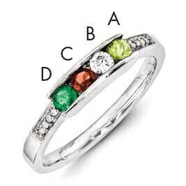 Family Jewelry Genuine Stone &amp; Diamond Set Ring 14k White Gold XMRW42/4GY, MPN: XMRW42_4--6, 883957…