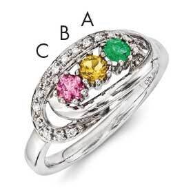 Family Jewelry Genuine Stone &amp; Diamond Set Ring 14k White Gold XMRW45/3GY, MPN: XMRW45_3--6, 883957…