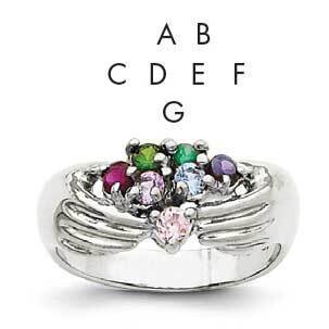 7 Synthetic Stone Family Ring 14k White Gold XMRW51/7SY, MPN: XMRW51_7--6, 883957165387