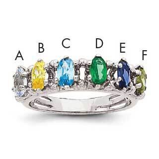 6 Synthetic Stone Family Ring 14k White Gold XMRW52/6SY, MPN: XMRW52_6--6, 883957165509