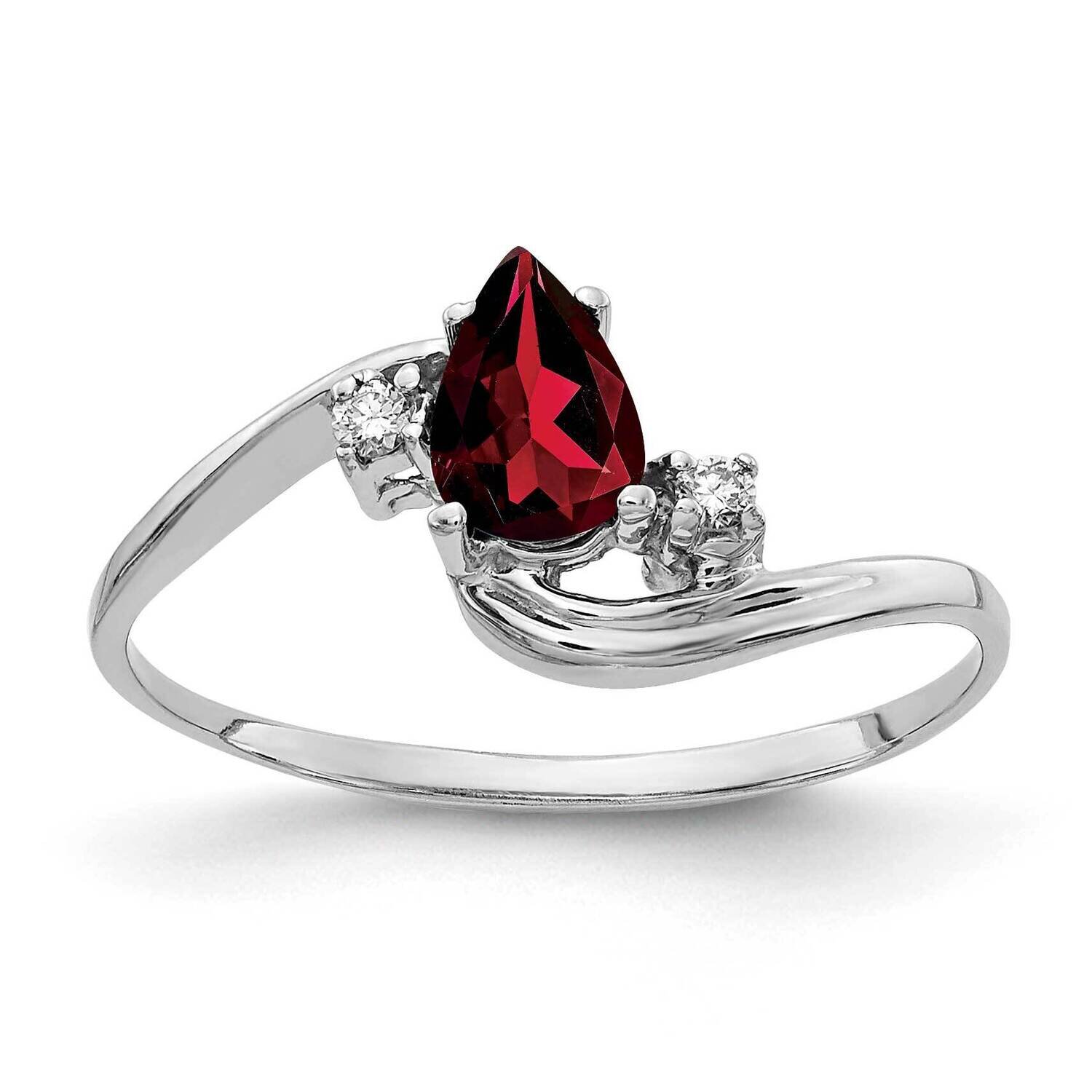 6x4mm Pear Garnet Aaa Diamond Ring 14k White Gold Y2039GA/AAA, MPN: Y2039GA_AA, 883957689562