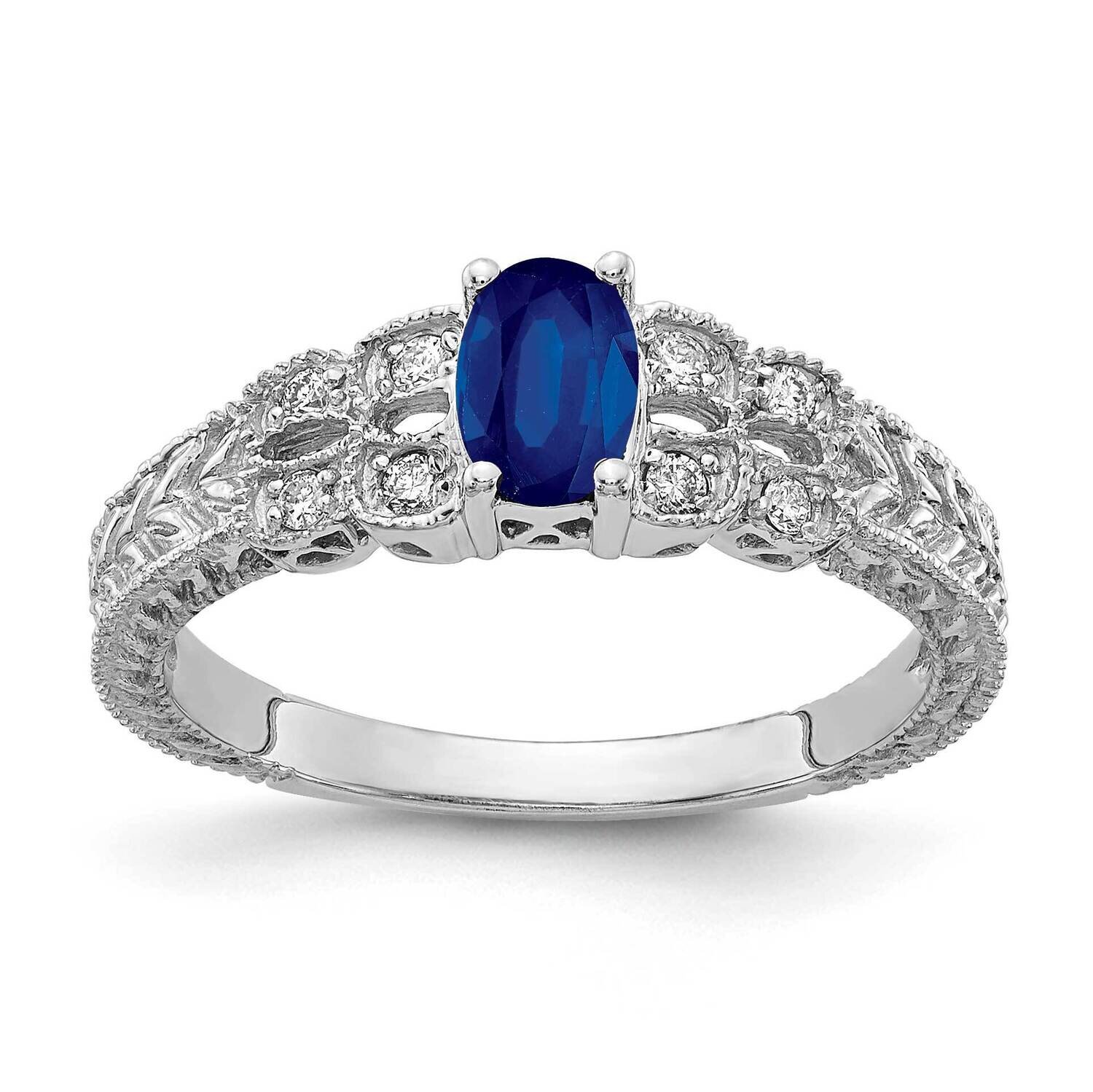 6x4mm Oval Sapphire Aaa Diamond Ring 14k White Gold Y2065S/AAA, MPN: Y2065S_AA, 883957686660
