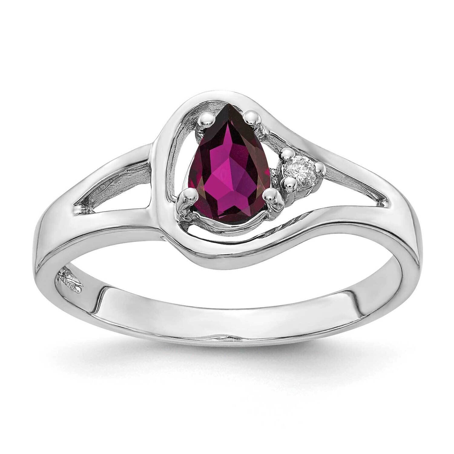 6x4mm Pear Rhodolite Garnet Aaa Diamond Ring 14k White Gold Y2071RG/AAA, MPN: Y2071RG_AA, 883957691…